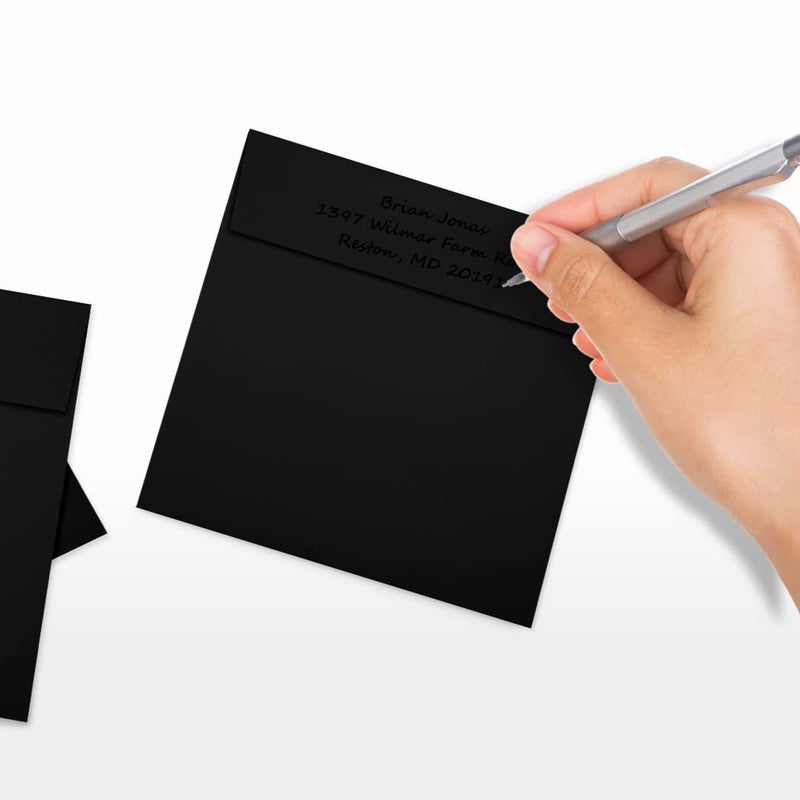 LUXPaper Square Invitation Envelopes | Peel & Press | 5" x 5" | Midnight Black | 80lb. Text | 50 Qty - Image 4